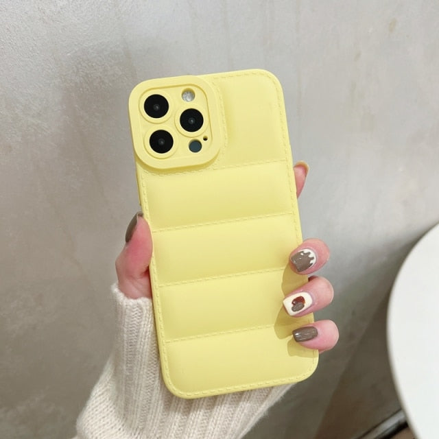 Soft Down Jacket iPhone Case-Exoticase-For iPhone 13 Pro Max-Yellow-