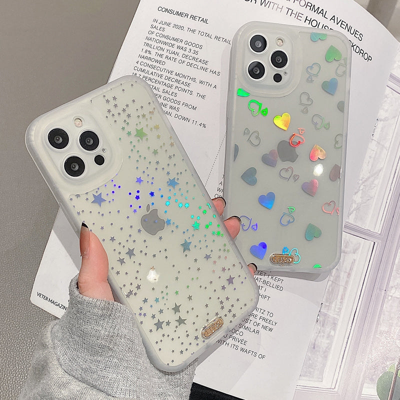 Stars & Hearts Rainbow Effect iPhone Case-Exoticase-