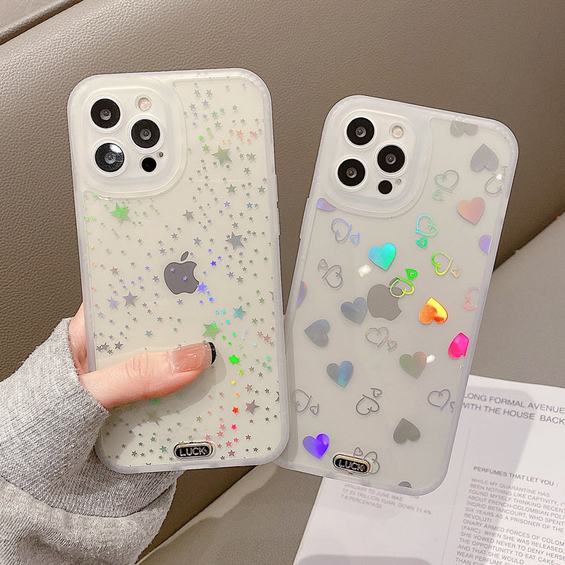Stars & Hearts Rainbow Effect iPhone Case-Exoticase-