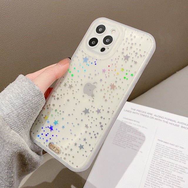 Stars & Hearts Rainbow Effect iPhone Case-Exoticase-For iPhone 13 Pro Max-Stars-