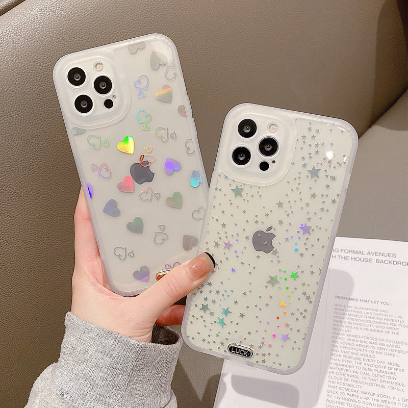 Stars & Hearts Rainbow Effect iPhone Case-Exoticase-