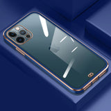 Stylish Plated Clear Back iPhone Case-Exoticase-For iPhone 13 Pro Max-Blue-