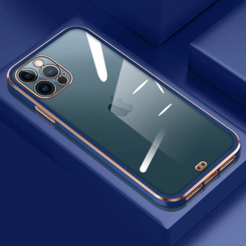 Stylish Plated Clear Back iPhone Case-Exoticase-For iPhone 13 Pro Max-Blue-