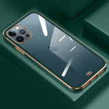 Stylish Plated Clear Back iPhone Case - Exoticase - For iPhone 13 Pro Max / Dark Green