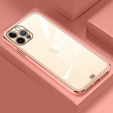Stylish Plated Clear Back iPhone Case - Exoticase - For iPhone 13 Pro Max / Pink