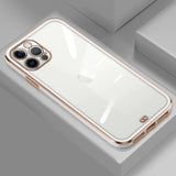 Stylish Plated Clear Back iPhone Case - Exoticase - For iPhone 13 Pro Max / White