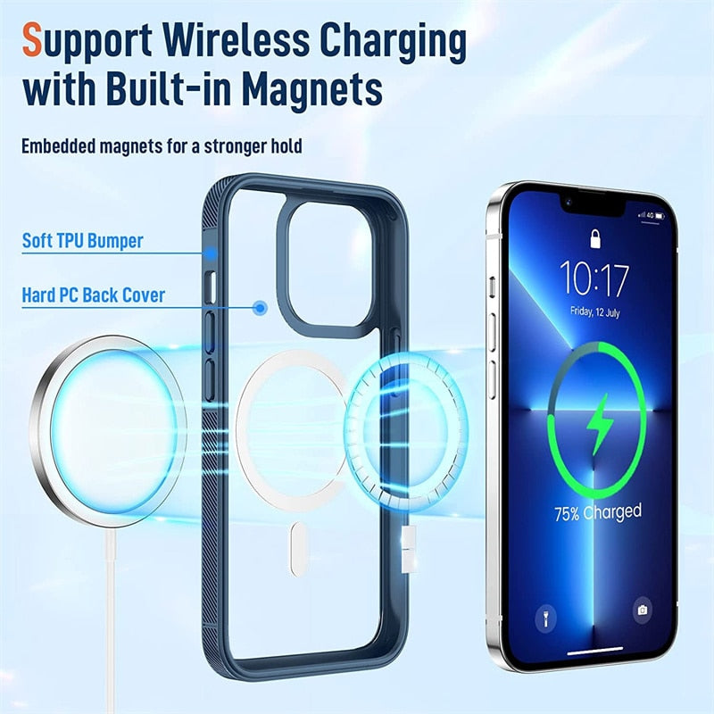 Transparent Anti-Slip Shockproof MagSafe Apple iPhone Case-Exoticase-