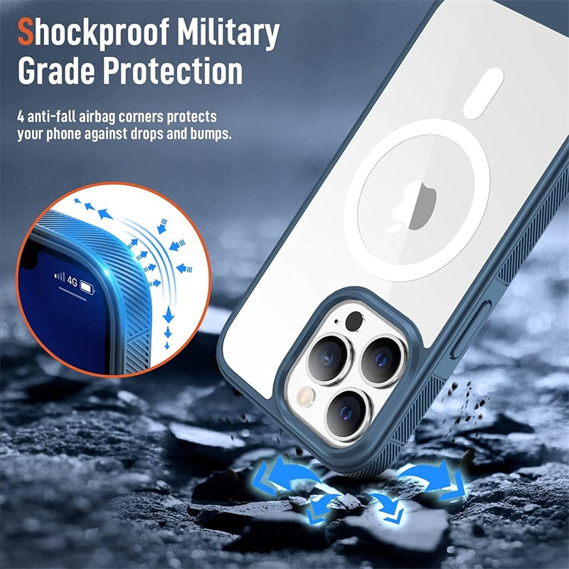 Transparent Anti-Slip Shockproof MagSafe Apple iPhone Case-Exoticase-