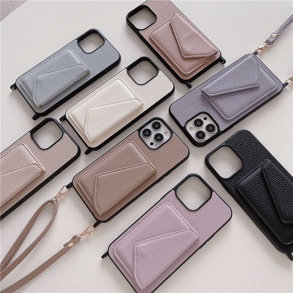 Trendy Crossbody Shoulder Strap Wallet Apple iPhone Case-iPhone Case-Exoticase-