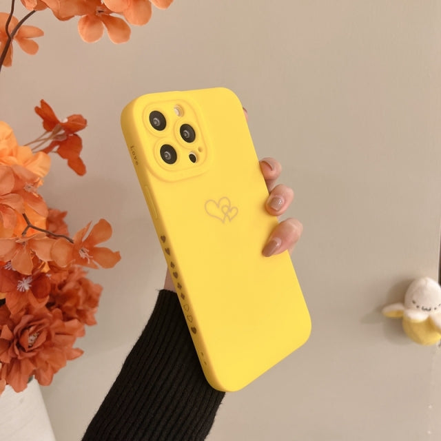 Two Cute Hearts iPhone Case-Exoticase-For iPhone 13 Pro Max-Yellow-