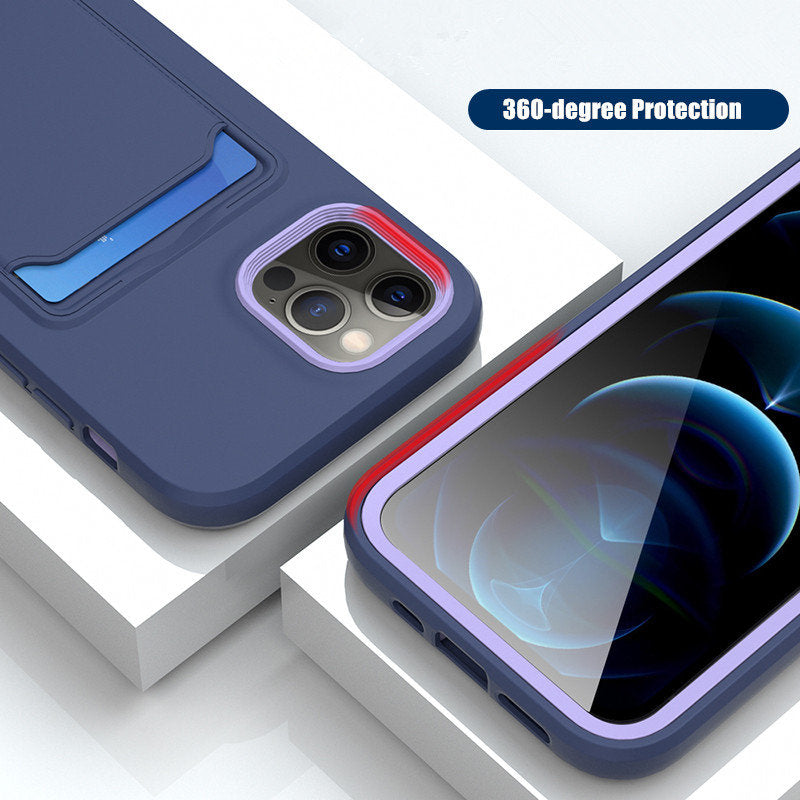 Two Tone Silicone iPhone Case with Card Pocket-Exoticase-