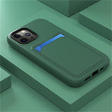 Two Tone Silicone iPhone Case with Card Pocket-Exoticase-For iPhone 13 Pro Max-Dark Green-