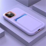 Two Tone Silicone iPhone Case with Card Pocket - Exoticase - For iPhone 13 Pro Max / Purple
