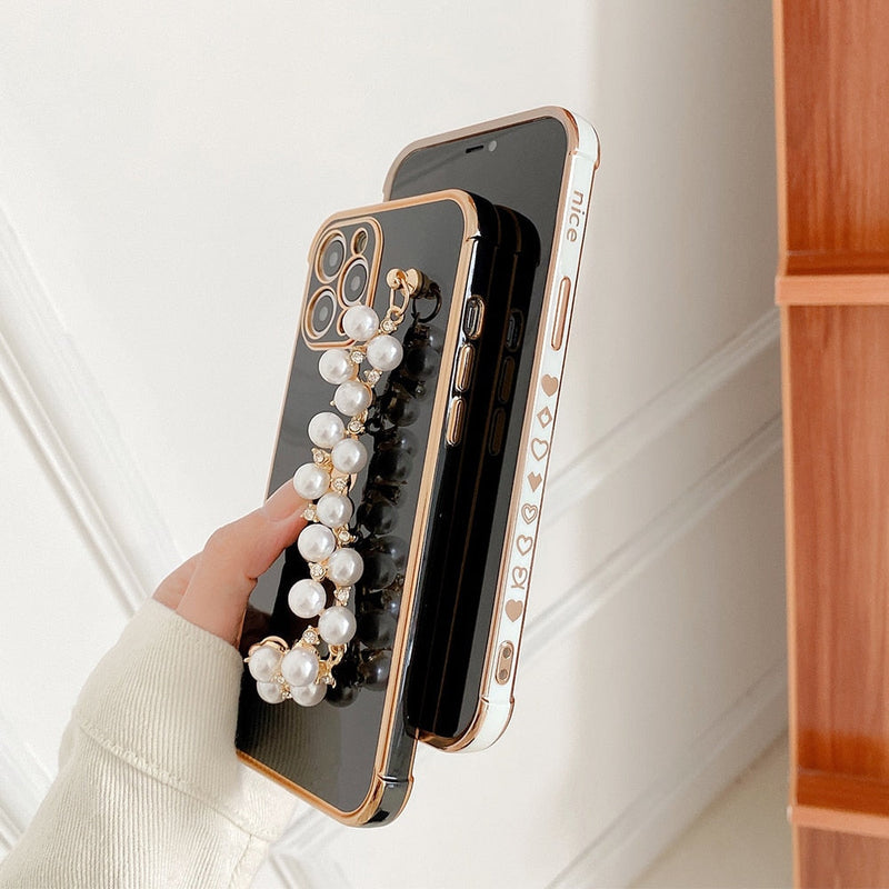 Variety Hearts iPhone Case with Pearl Chain - Exoticase -