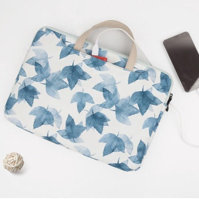 Watercolor Blue Leaves MacBook Bag - Exoticase -