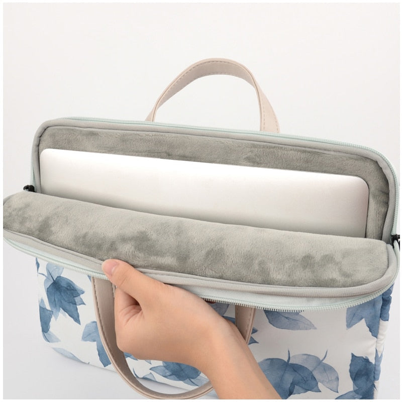 Watercolor Blue Leaves MacBook Bag - Exoticase -