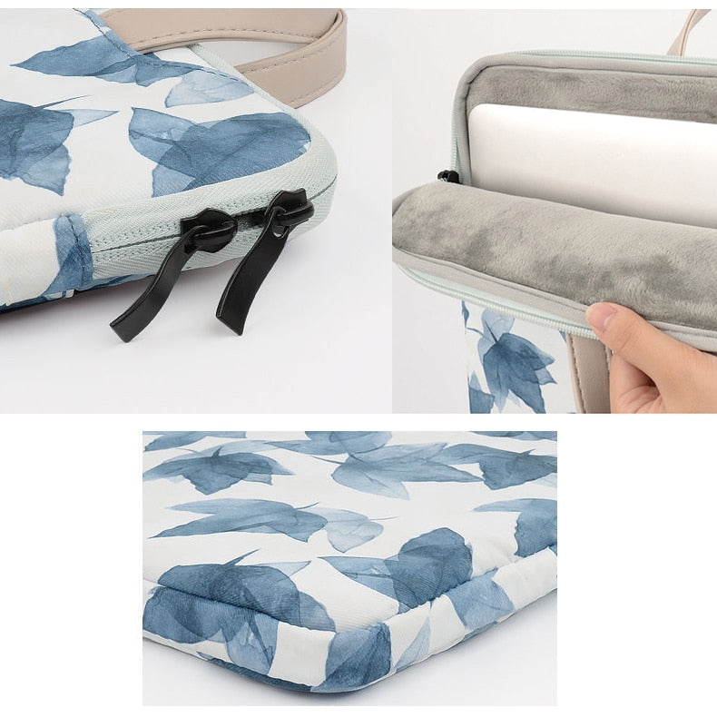Watercolor Blue Leaves MacBook Bag - Exoticase -
