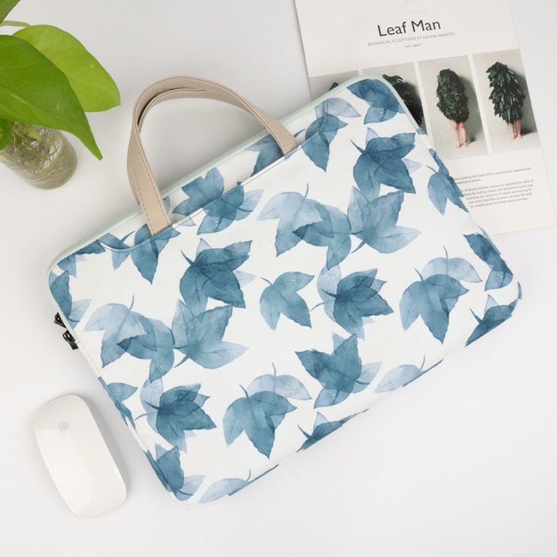 Watercolor Blue Leaves MacBook Bag - Exoticase -