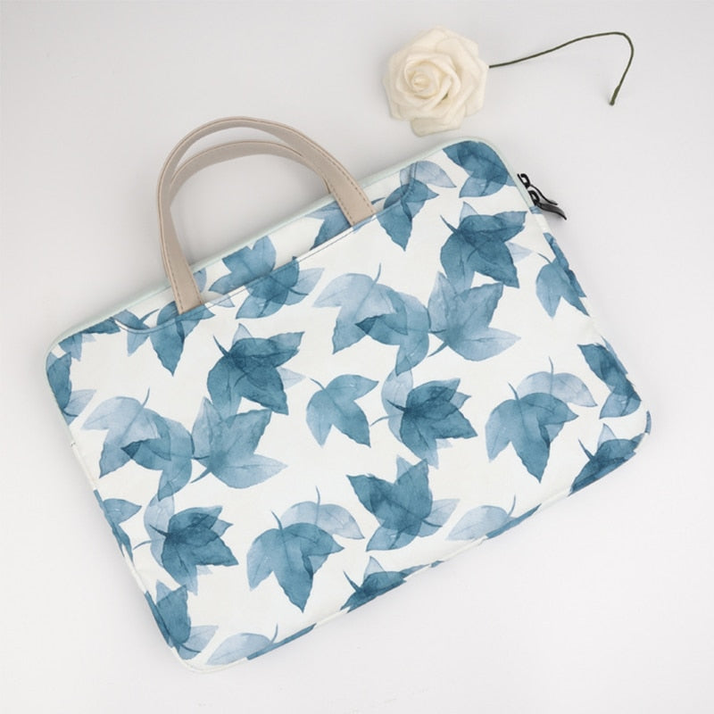 Watercolor Blue Leaves MacBook Bag - Exoticase -