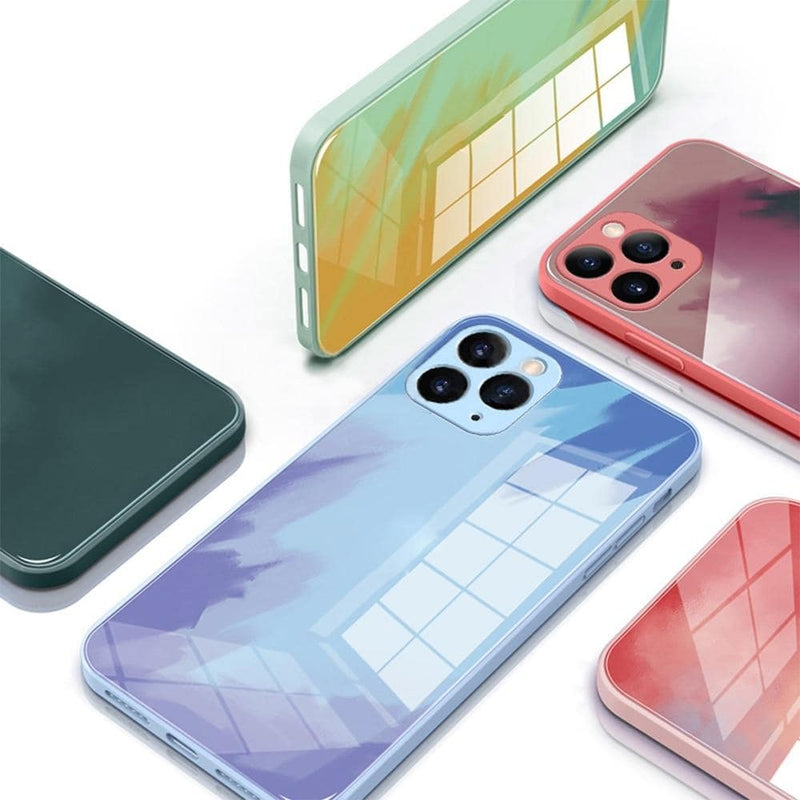 Watercolor Colormix iPhone Case with Tempered Glass Back-Exoticase-