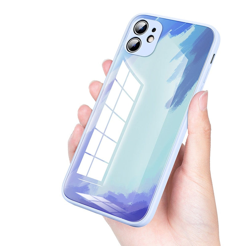 Watercolor Colormix iPhone Case with Tempered Glass Back-Exoticase-