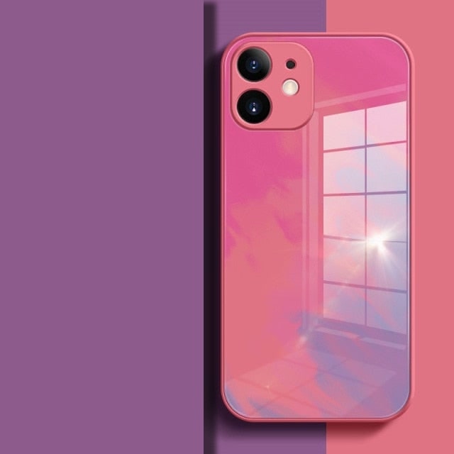 Watercolor Colormix iPhone Case with Tempered Glass Back-Exoticase-For iPhone 13 Pro Max-Fuchsia-
