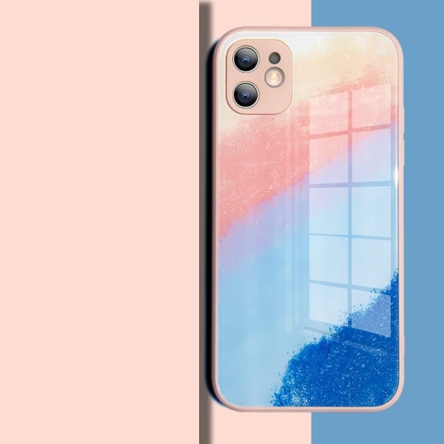 Watercolor Colormix iPhone Case with Tempered Glass Back-Exoticase-For iPhone 13 Pro Max-Multi-color-
