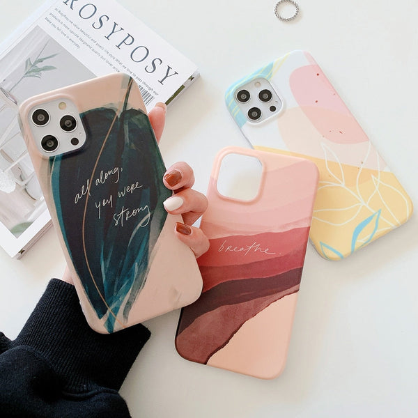 Watercolor Leaves iPhone Case-Exoticase-