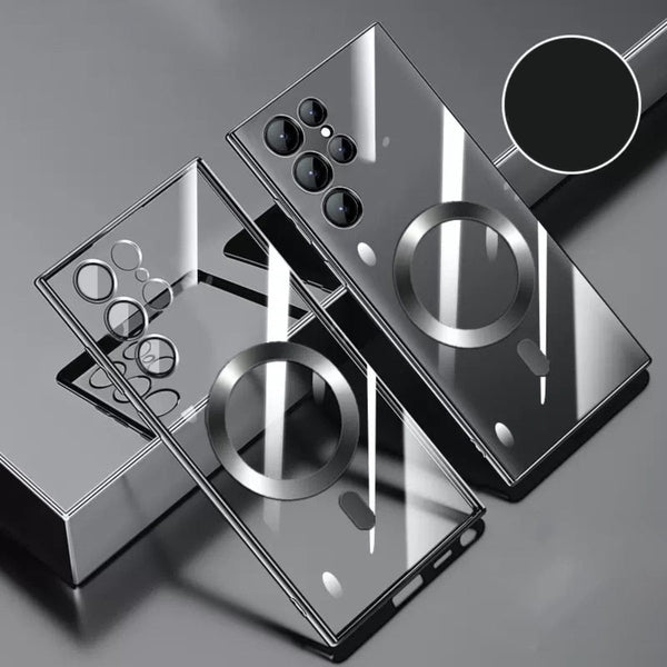 Wireless Charging Compatible Plated Samsung Galaxy Case-Exoticase-For Samsung S23-Black-