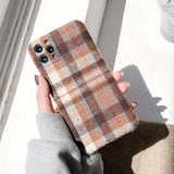 Woolen Tartan iPhone Case-Exoticase-For iPhone 12 Pro Max-Brown-