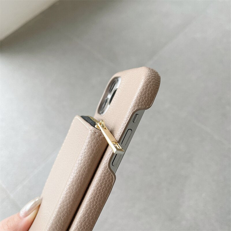 Zipper Wallet Crossbody Strap Apple iPhone Case-Exoticase-