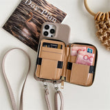 Zipper Wallet Crossbody Strap Apple iPhone Case-Exoticase-