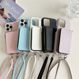 Zipper Wallet Crossbody Strap Apple iPhone Case-Exoticase-
