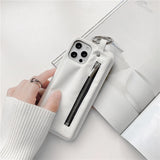 Zipper Wallet iPhone Case-Exoticase-For iPhone 13 Pro Max-White-