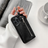 Zipper Wallet iPhone Case-Exoticase-For iPhone 13 Pro Max-Black-