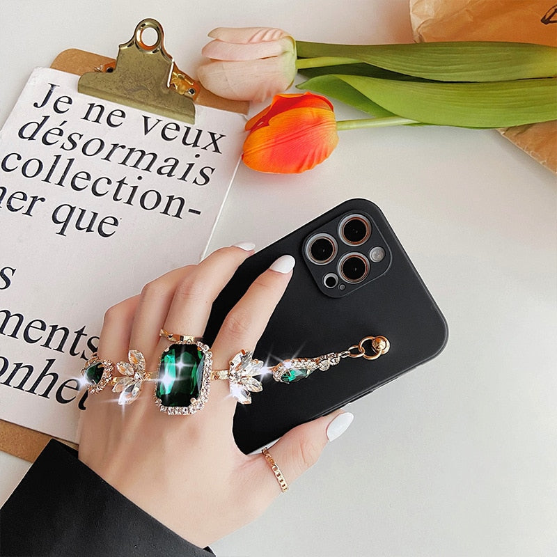 iPhone Case with Rhinestones Chain - Exoticase -